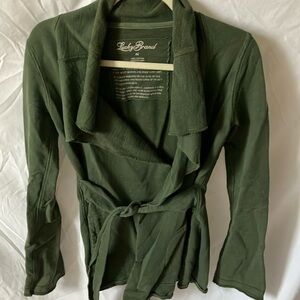 Lucky Brand: Army Green Belted Jacket- pockets- 100% cotton- XS